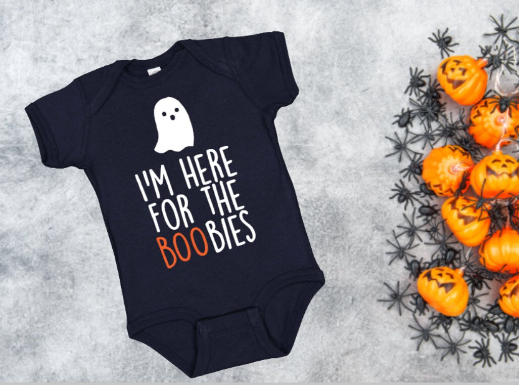 I'm Here For The Boobies Onesie. Halloween Onesie.