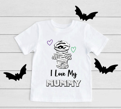 I Love My Mummy Kids Shirt, I Love My Mummy Onesie, Halloween Onesie, Mommy and Me, Mummy and Me