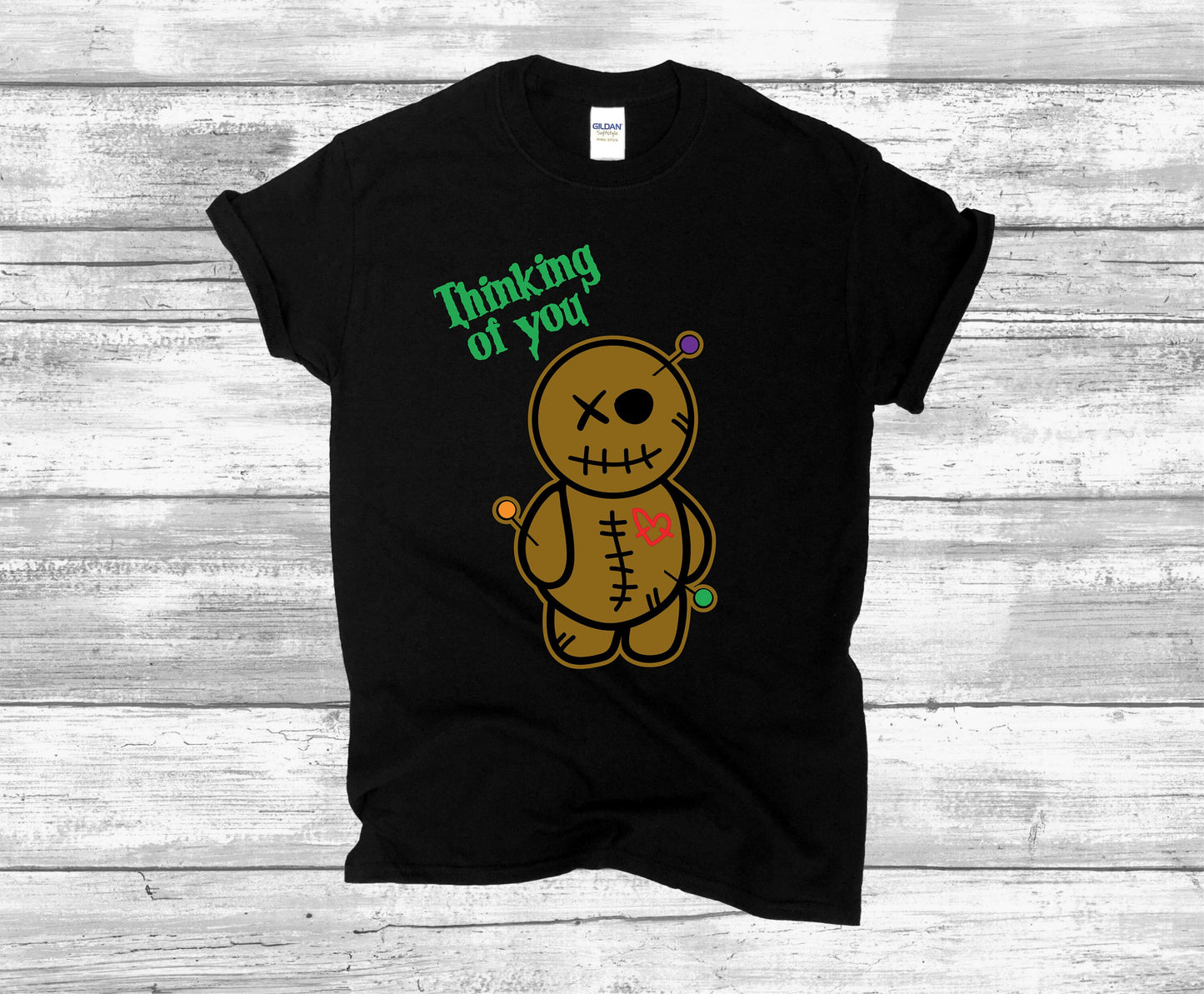 Thinking Of You Voodoo Doll Adult T-shirt. Halloween Tee, Voodoo Doll Tee, Creepy Funny T-shirt, Teen Halloween T-shirt, Creep it Real,