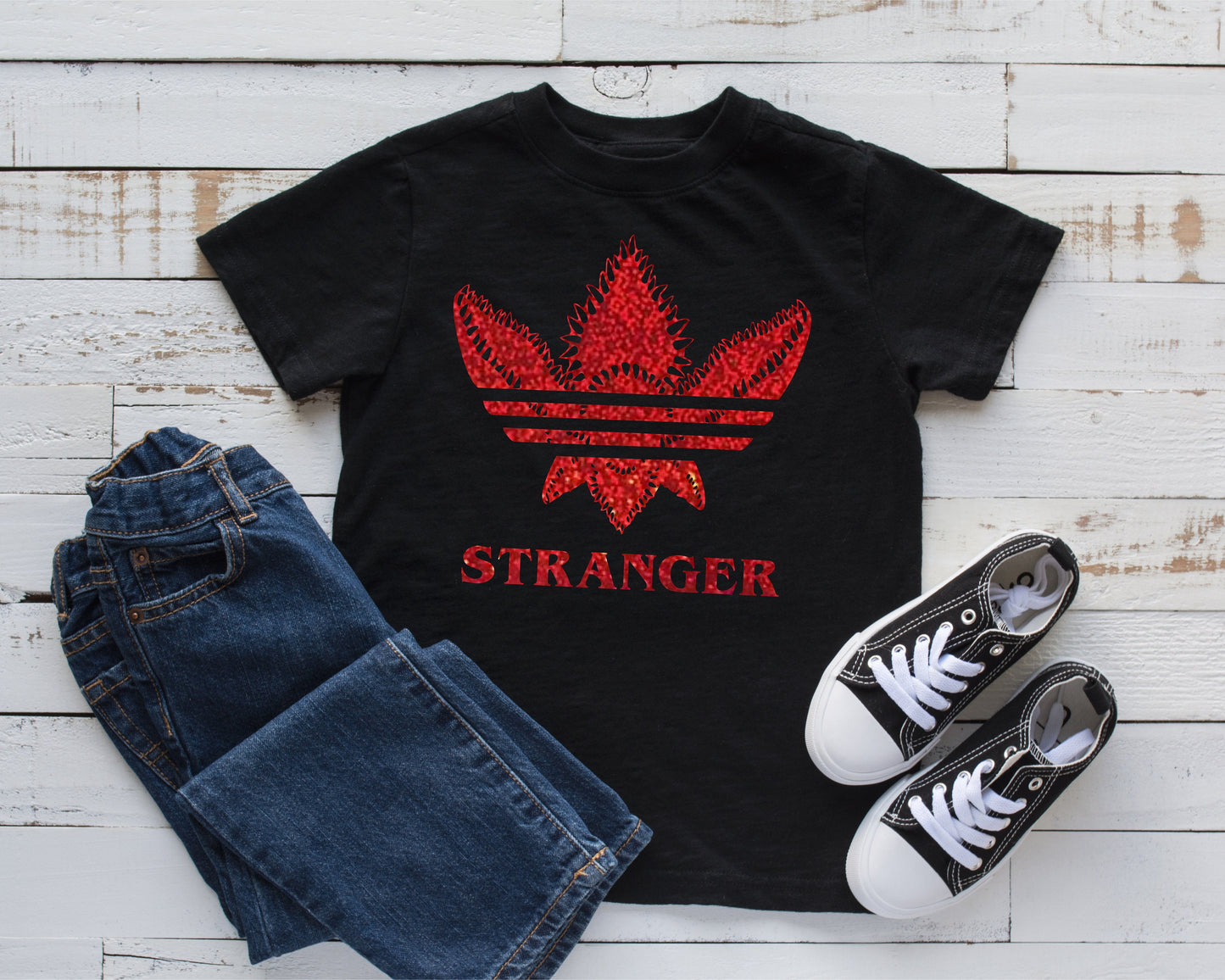 Demogorgon Kids Toddler Stranger Things Inspired Tee, Red Holographic, Stranger, Kids T-shirt, Hawkins Middle, Eleven, Birthday Gift