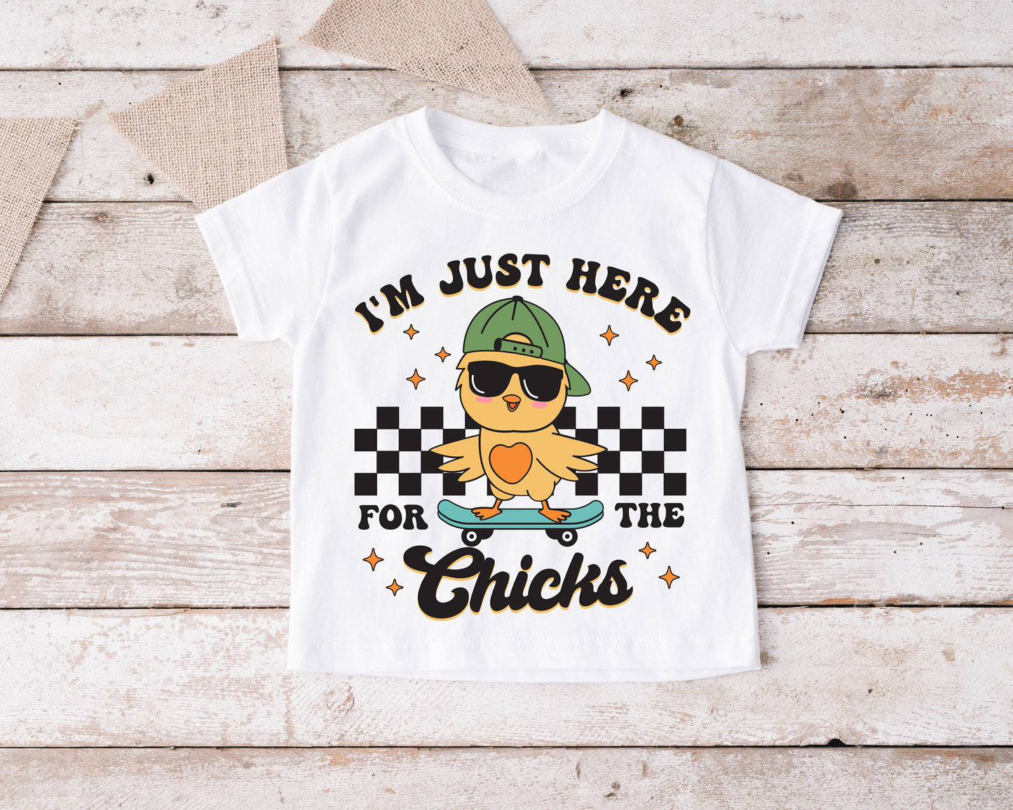 I'm Just Here For The Chicks  Kids Tee