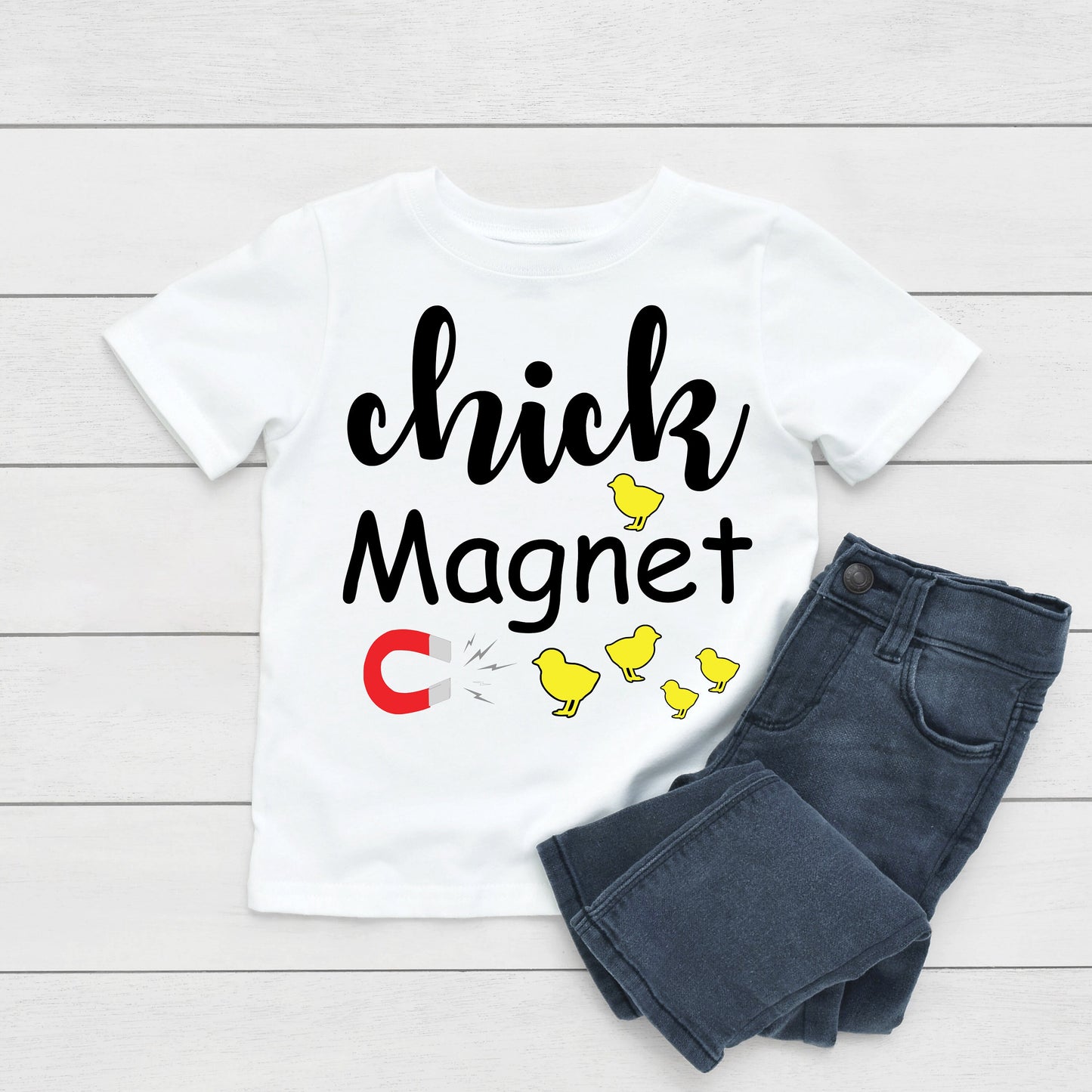 Chick Magnet Kids Toddler T-shirt, Funny, Easter, Birthday Gift.